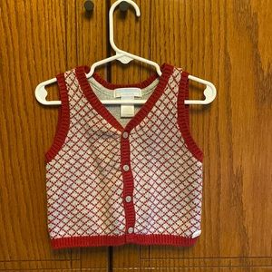Janie and Jack red and gray sweater vest, 6-12 mo